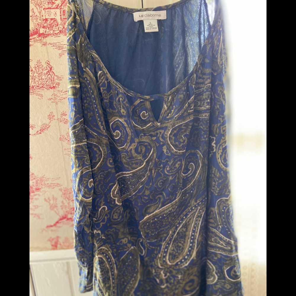 Potomac Blue Multi Liz Claiborne Blouse